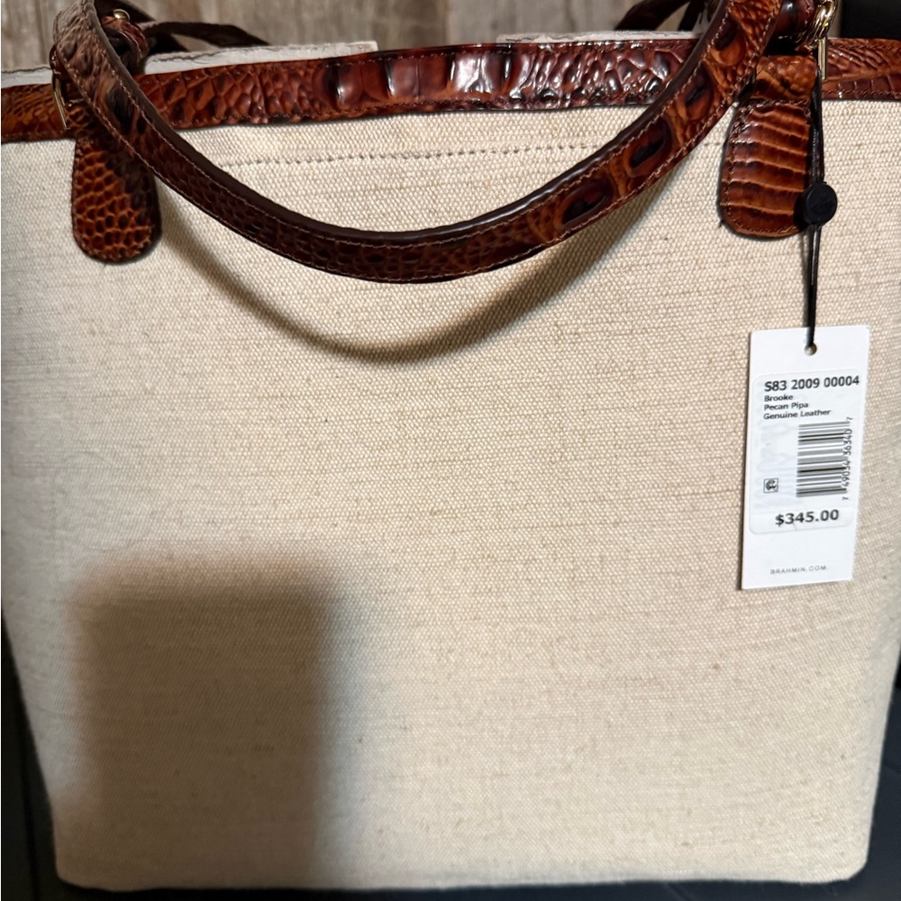 Brahmin Floral Brooke Canvas Tote with Brown Accents - Picture 2 of 5